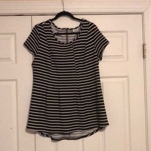 Cato Black and White Stripe Peplum Top